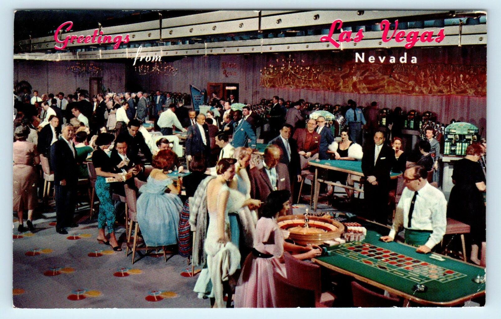 C.1960s Las Vegas NV HOTEL RIVIERA CASINO Interior Pit Nevada Postcard 721