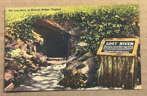 UNUSED .01  LINEN POSTCARD - THE LOST RIVER AT NATURAL BRIDGE, VA.