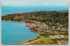 Postcard Montego Bay Jamaica Aerial Coastline Buildings 1950s Chrome View