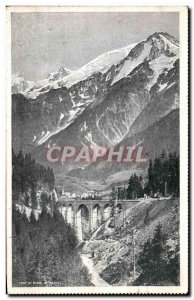 Postcard Old Bridge St Maurice Mont Blanc