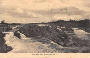 Washington DC Great Falls Waterfalls Rapids Scenic Antique Postcard K25645