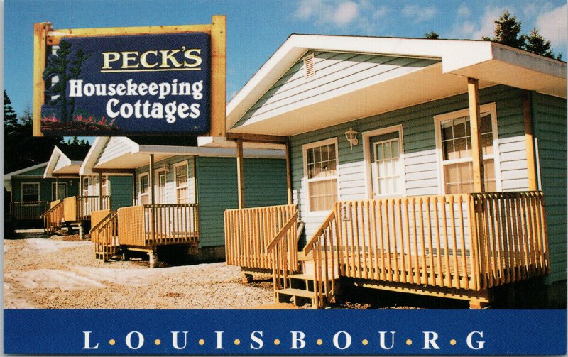 Peck's Housekeeping Cottages Louisbourg NS Nova Scotia Postcard F92