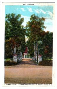 1927 St. Bonaventure's Seminary and College, St. Bonaventure, NY Postcard