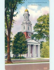 Unused Pre-1980 CHURCH SCENE Danbury Connecticut CT L4160@