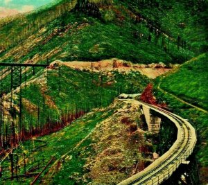 Railroad Scene in Rocky Mountains Train 1910s BBC Postcard Unused UNP