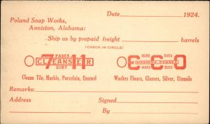 Anniston Alabama AL Poland Soap Works Order Form Vintage Postcard