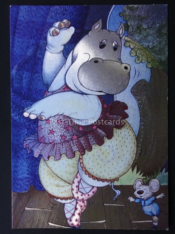 HIPPO BALLERINA c1980's by F J Warren DUFEX FOIL Postcard 501848 