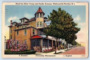 c1950 Wildwood New Jersey Postcard Royal Inn Hotel Young Pacific Avenues Posted