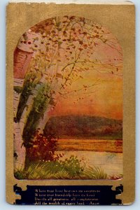 1910 Love Poem All The Wealth Of Every Land Trees River Jonesville IN Postcard
