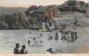 br104482 maori chindren bathing rotorua new zealand