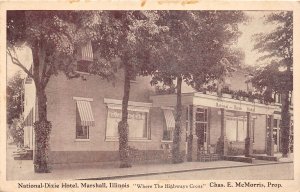 J47/ Marshall Illinois Postcard c1930s National Dixie Hotel McMorris Prop. 61