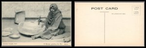 British India Antique Vintage Post Card Woman Grinding Mill Jaipur Unused