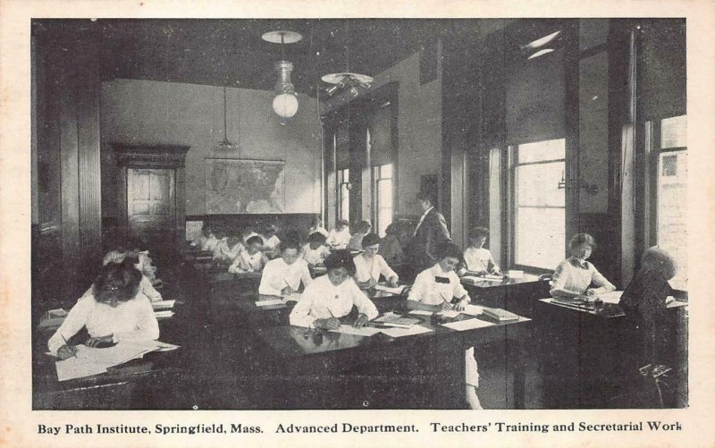 TEACHER TRAINING BAY PATH INSTITUTE SPRINGFIELD MASSACHUSETTS POSTCARD (c. 1910)