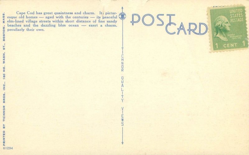 Cape Cod Massachusetts Old Cape Cod House Linen Postcard Unused