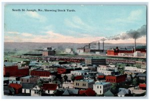 c1910 Showing Stock Yards Factory Exterior South St. Joseph Missouri MO Postcard