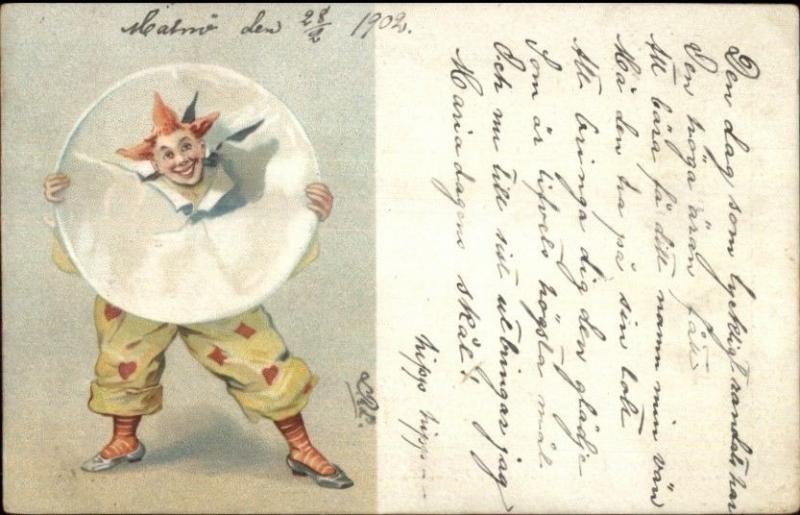 Clown Pierrot Jester - c1900 Swedish Postcard