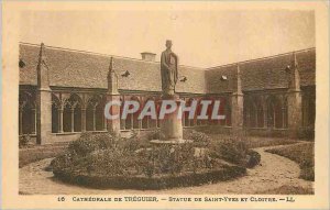 Old Postcard Cathedral Treguier Statue of St. Yves and Cloitre