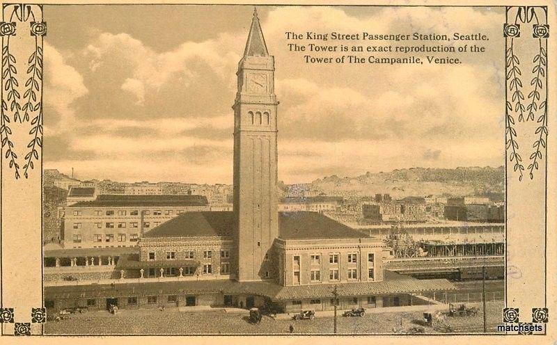 Birdseye View Washington C-1910 Railroad Passenger Station Lowman Hanford 1324