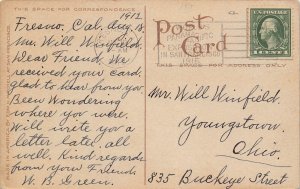 Boating San Joaquin River Fresno California 1912 postcard