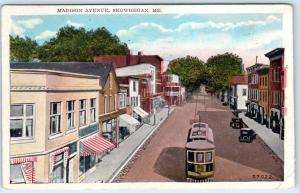 SKOWHEGAN, Maine  ME    MADISON AVENUE Street Scene  1937   Postcard