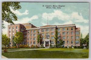 Mason City Iowa St Joseph's Mercy Hospital 1954 to Coon Valley WI Postcard D30