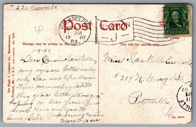 1907 St. George's Hall 19th & Arch Sts Philadelphia Pennsylvania Posted Postcard