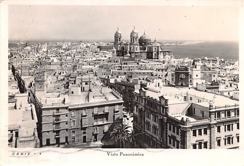 Vista Panoramica Cadiz Spain Postal Used Unknown, Missing Stamp 