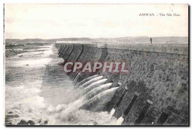 Postcard Old Asswan The Nile Dam Post Card Egypt