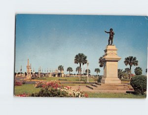 Postcard Statue of Ponce de Leon, St. Augustine, Florida