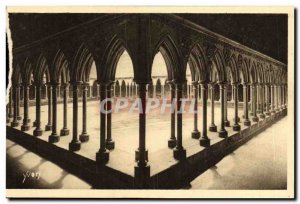 Old Postcard Mont St Michel Abbey Galeries du Cloitre