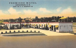 Albuquerque New Mexico Premiere Motel, Exterior, Color Linen Vintage PC U7139