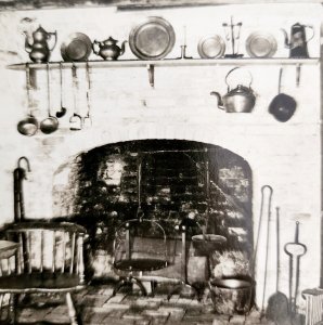 RPPC Betsy Ross House Basement Kitchen c1920s-30s Fireplace Philadelphia PCBG6A