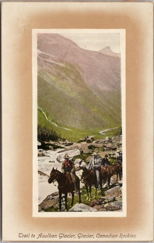 Trail to Asulkan Glacier Canadian Rockies BC Santa Sticker on back Postcard H12a