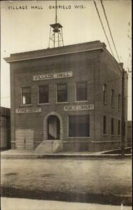 Oakfield WI Village Hall FIRE DEPT c1915 Real Photo Postcard