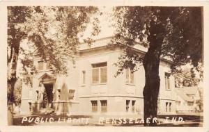 E39/ Rensselaer Indiana In Real Photo RPPC Postcard c1930s Public Library