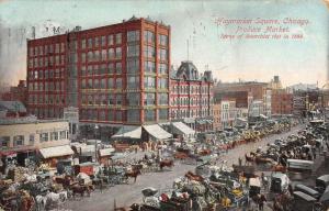 Chicago Illinois Haymarket Square Produce Market Antique Postcard K65228