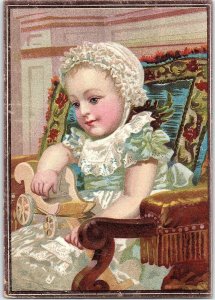 1880's L. W. Fernan Fresh & Salt Meats Cute Child Victorian Trade Card &N