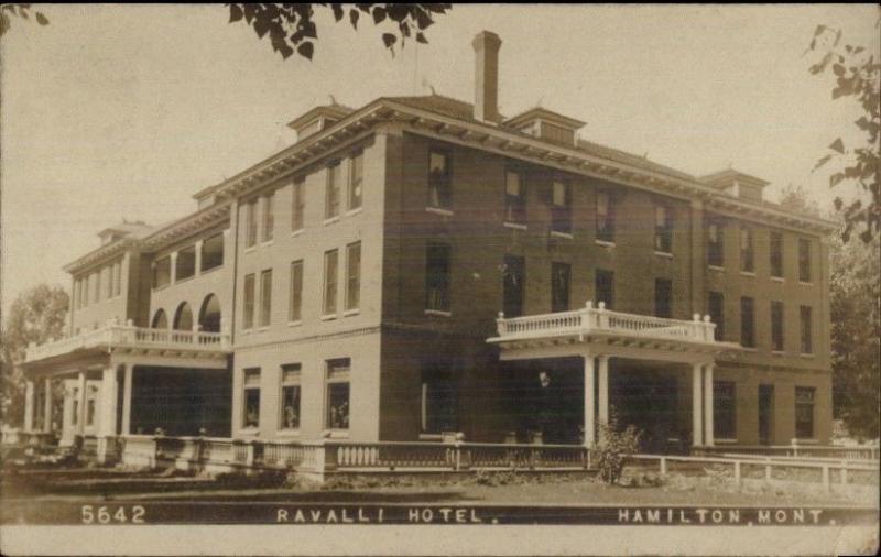 Hamilton MT Ravalli Hotel c1910 Real Photo Postcard