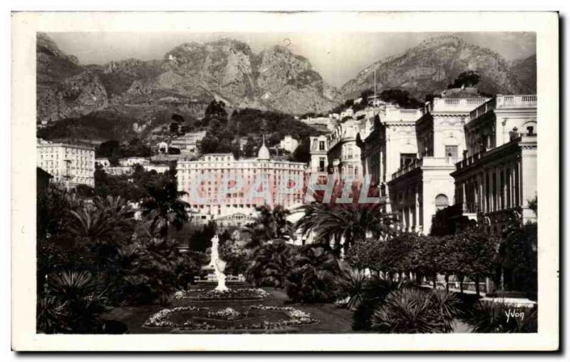 Postcard Moderne Menton and gardens