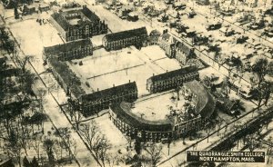 Postcard Early Aerial View of Quad at Smith College, Northampton, MA.  P4