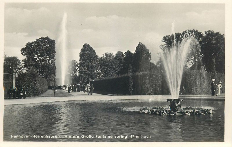 Post card Germany Hannover Herrenhausen water jet fountain