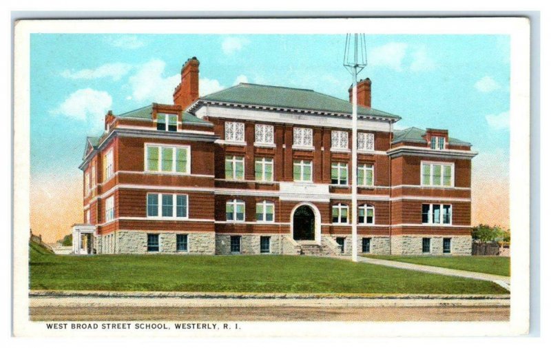 WESTERLY, Rhode Island RI ~ WEST BROAD STREET SCHOOL ca 1920s Postcard