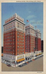 OK, Oklahoma City   SKIRVIN HOTEL & Street View   1945 Curteich Linen Postcard