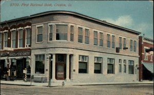 Creston Iowa IA First National Bank c1910 Vintage Postcard