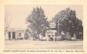 Alma Georgia Crosby's Tourist Court, B/W Linen Vintage Postcard U10876