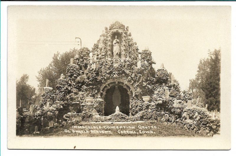 Carroll, IA - Immaculate Conception Grotto, St. Angela Academy - RPPC