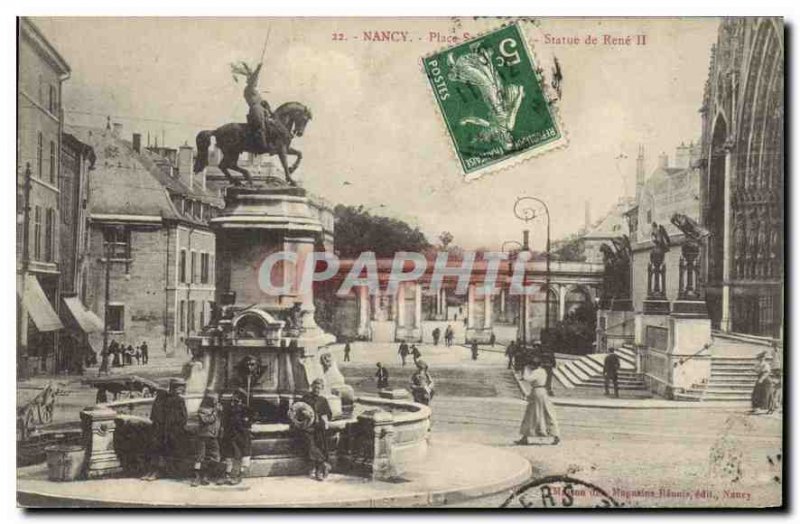 Old Postcard Nancy Place Statue of Rene II