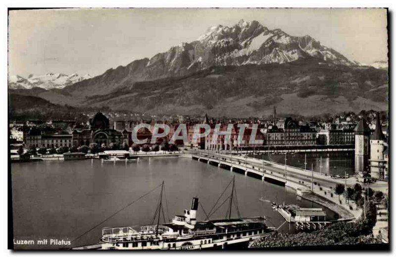 Modern Postcard Luzern mit Pilatus Boat