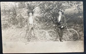 Mint USA Real Picture Postcard McKean Co 1908 Old Bikes Cycling