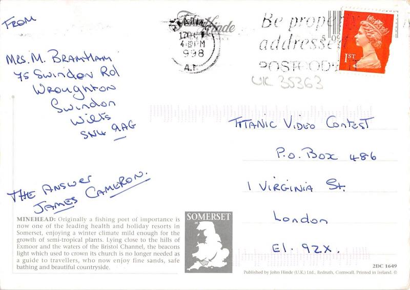 uk35363 greetings from minehead somerset  uk